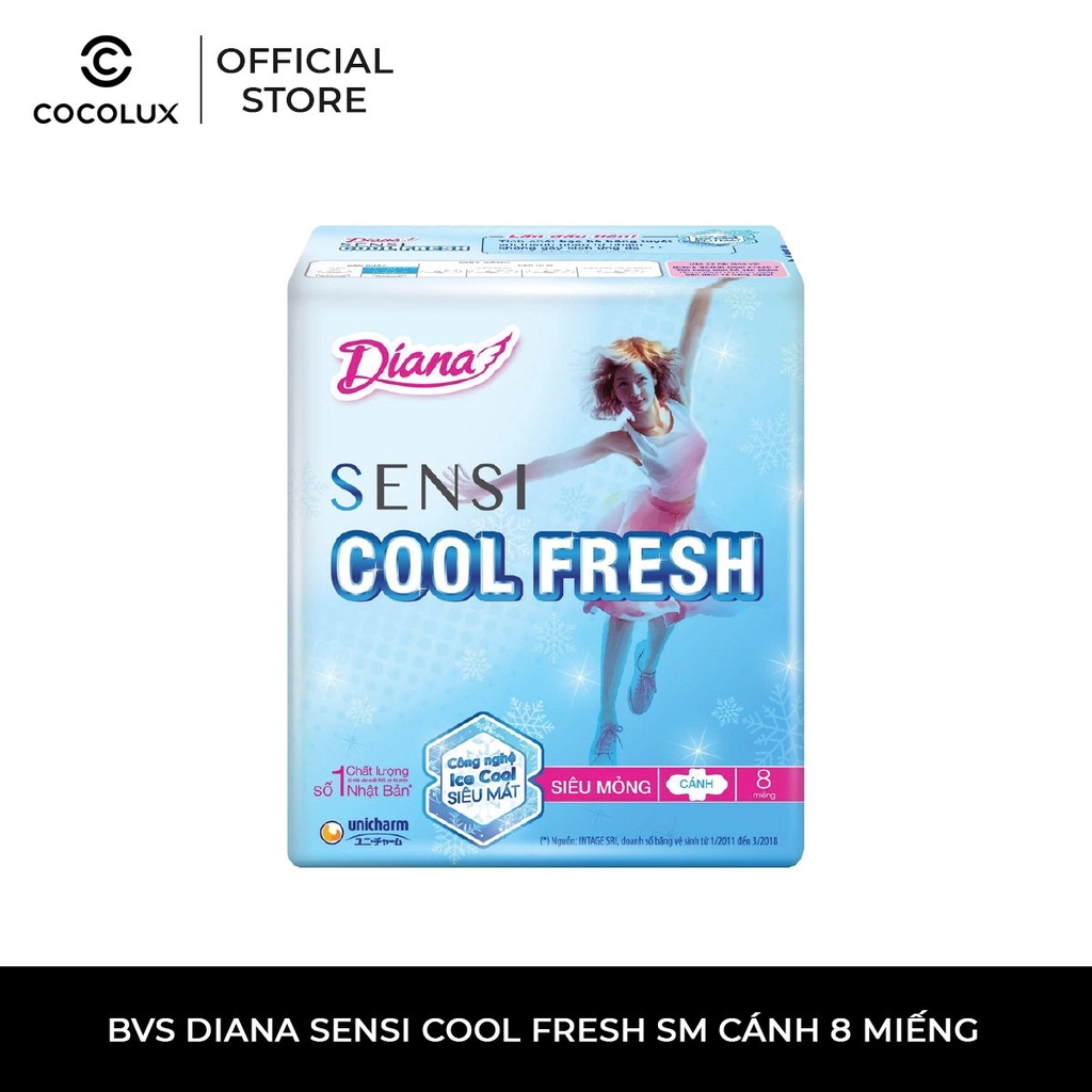 Băng Vệ Sinh Diana Sensi Cool Fresh Siêu Mỏng 23cm Cánh Cocolux