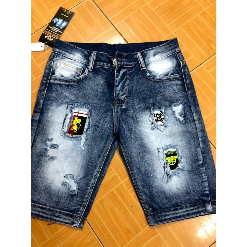 Quần Short Jeans Nam họa tiết rách thời trang cho Fan mê Bóng đá, form ôm vừa, phong cách năng động thích hợp mặc đi