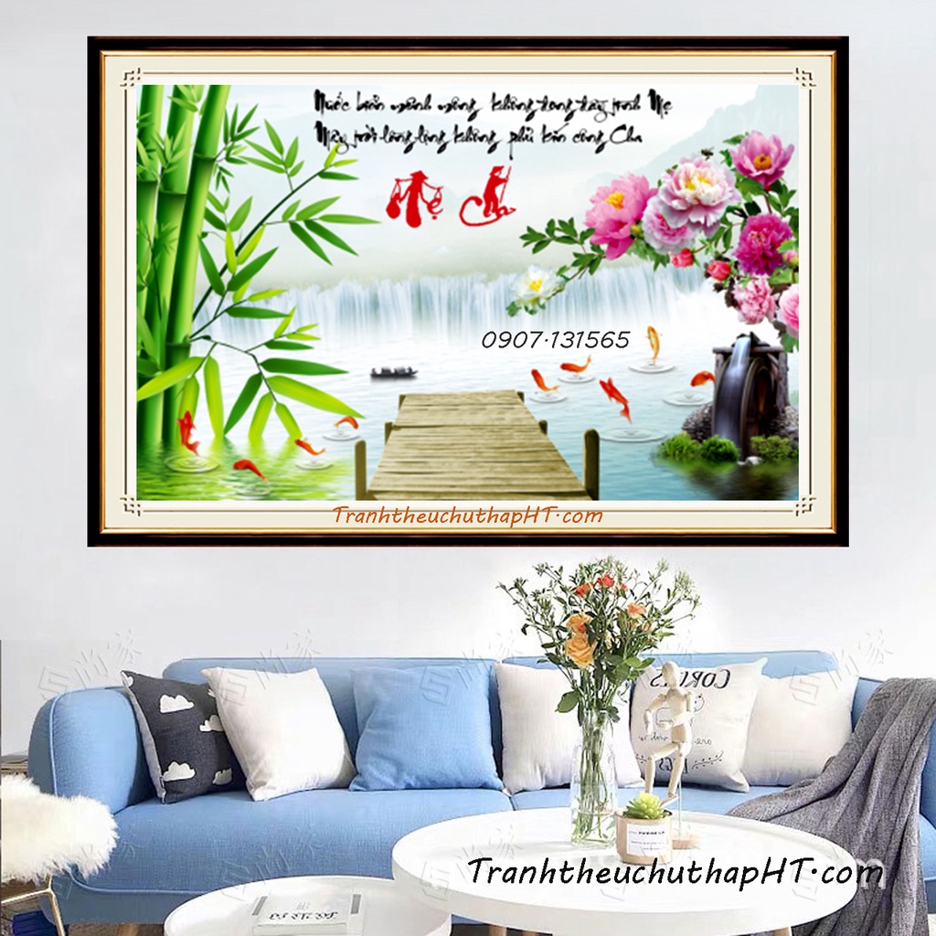 Tranh đính đá - Tranh thêu chữ thập Cha mẹ LV579, LV3537 - Chưa thêu