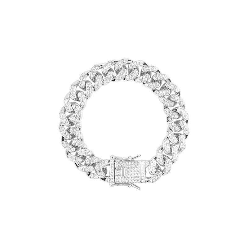 Vòng Tay Dây Xích Dày Đính Kim Cương Toàn Diện Cao Cấp Phong Cách Hip Hop Âu Mỹ Hip Hop Cá Tính Cho Cặp Đôi Haobing Boutiqu-