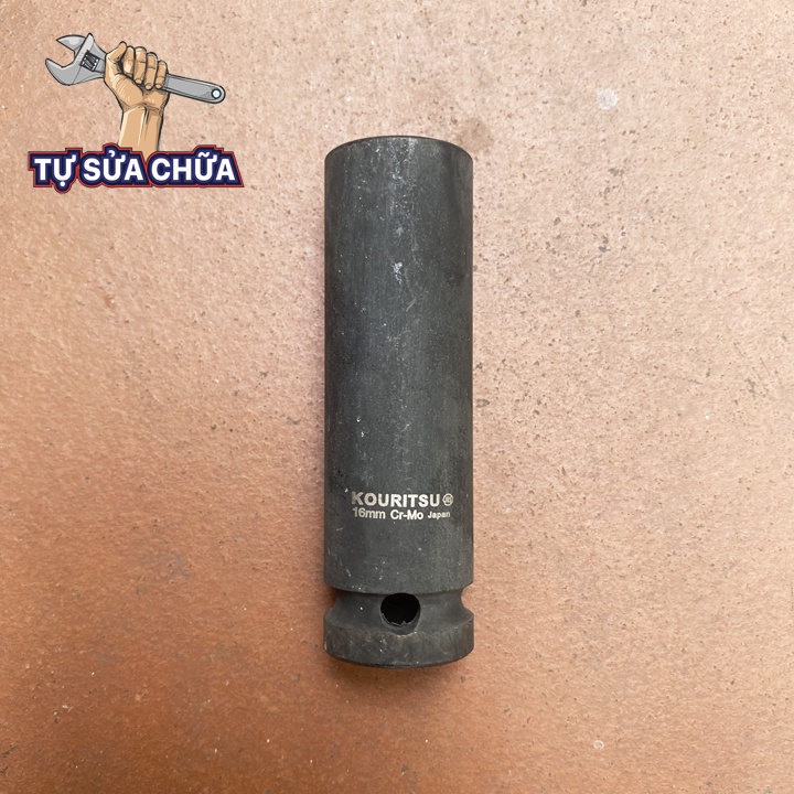 Tuýp mở siết bulong 16mm KOURITSU JAPAN thép đen Cr-Mo siêu cứng - Khẩu dài 1/2 inch