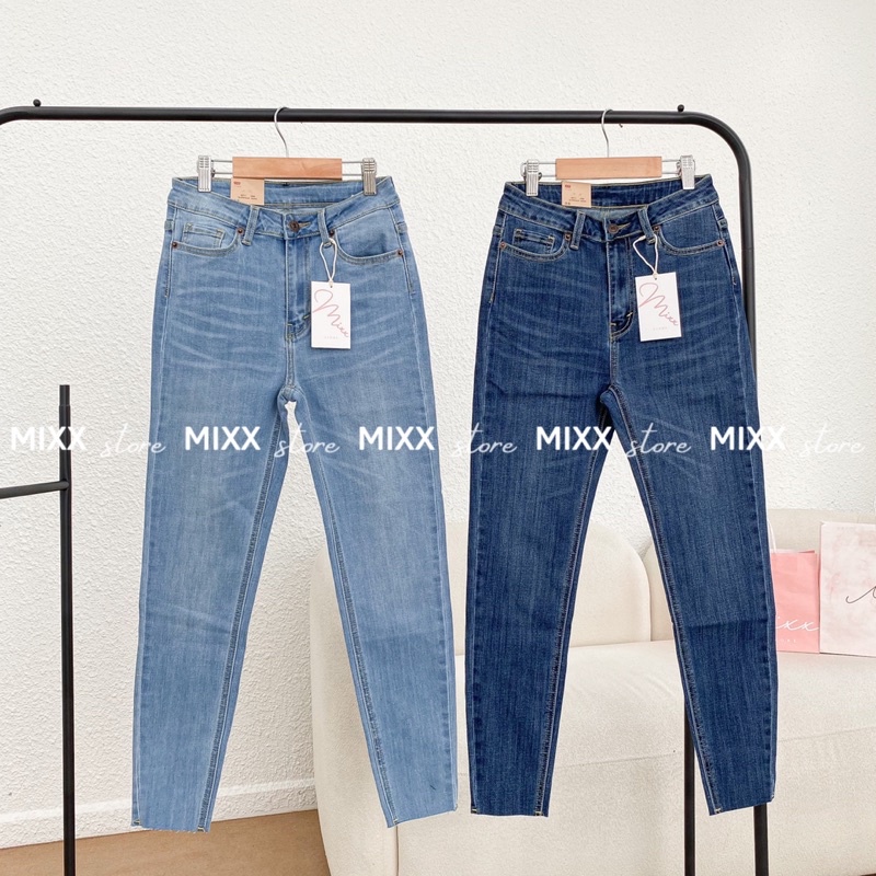 Quần Jean Nữ Skinny lưng cao lai cắt chất co giãn thoải mái phom 9 tấc chuẩn đẹp xịn