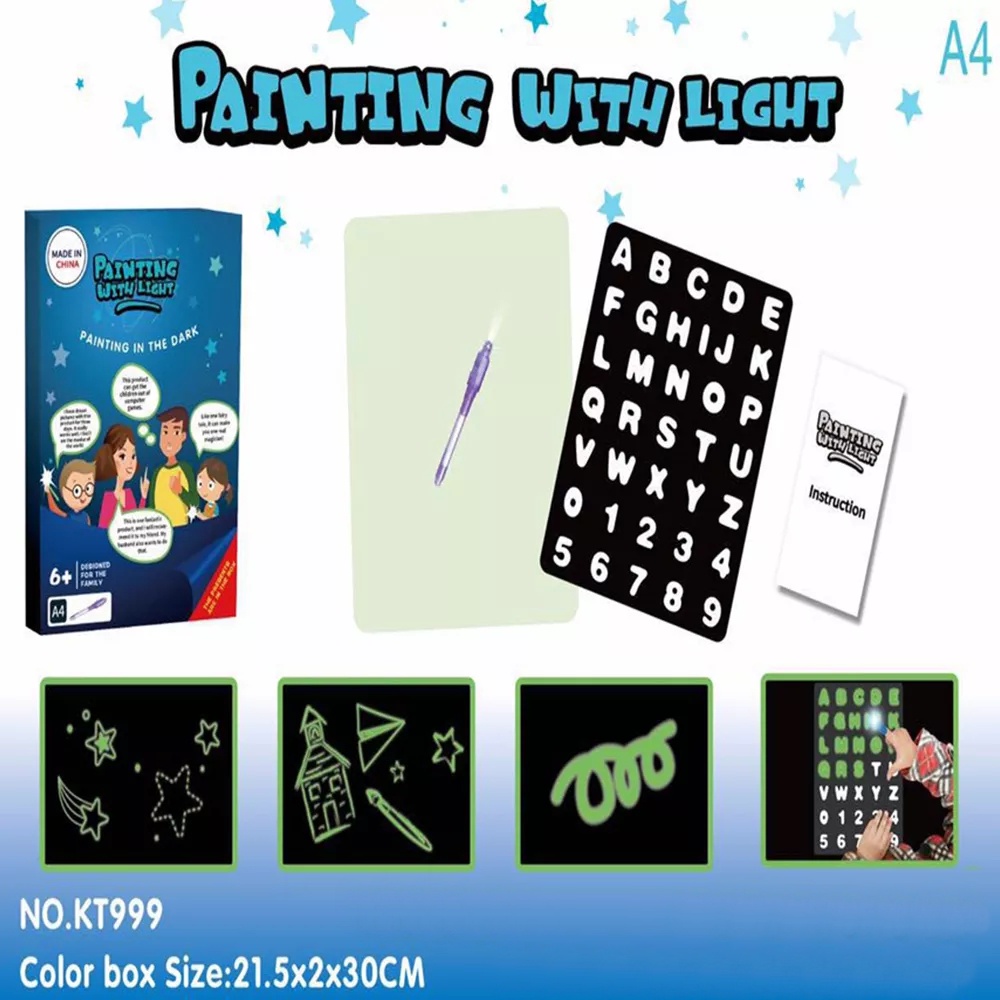 Bảng viết vẽ dạ quang phát sáng size A4, đồ chơi  thông minh cho bé