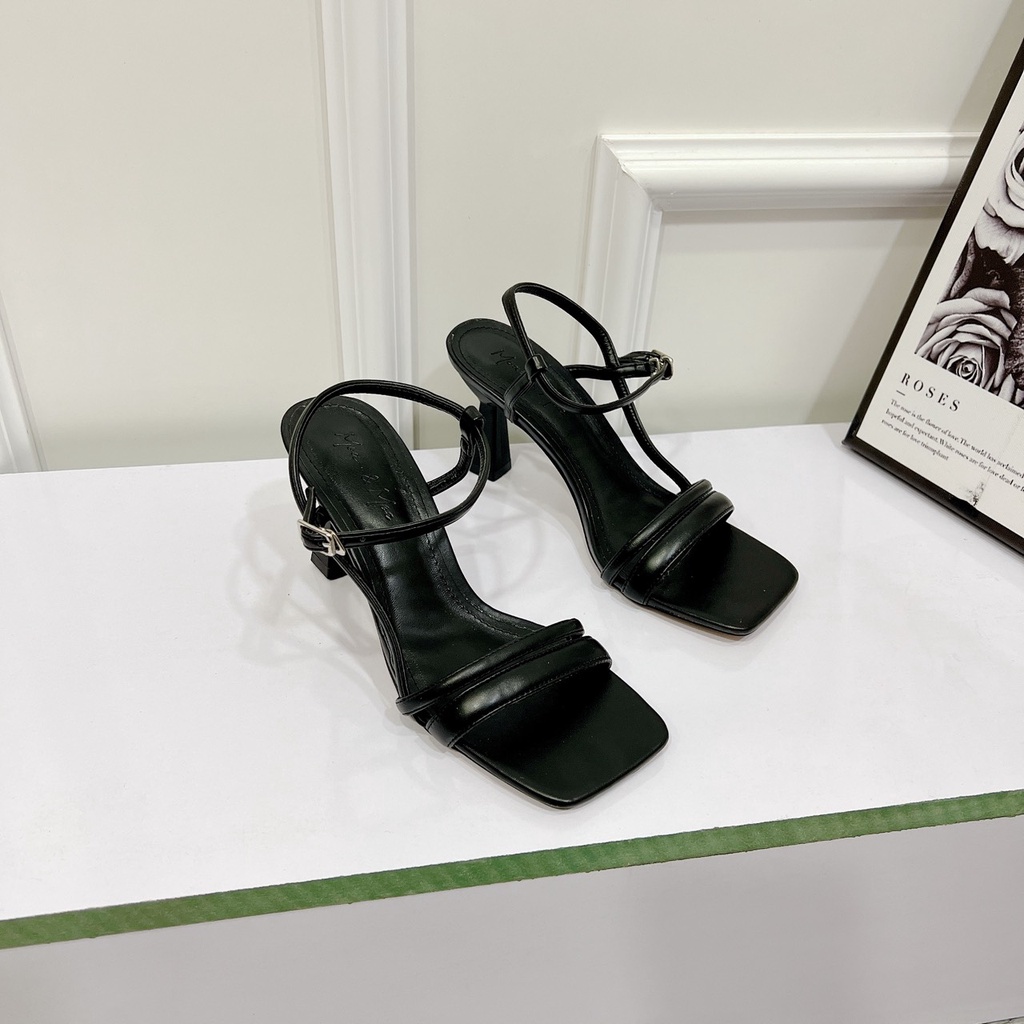 Sandal nữ 7p khóa hậu gót nhọn cao cấp chất da đẹp mê - Chị Chảnh Store