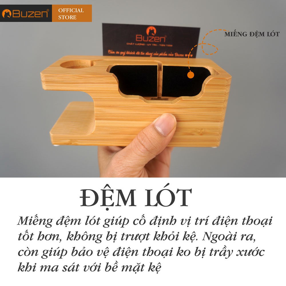 Dock sạc để bàn bằng gỗ tre dùng cho IPtáo watch