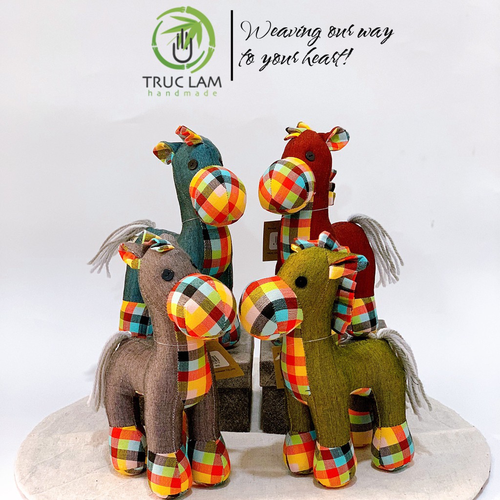 Đồ Chơi Cho Bé Thú Nhồi Bông Hình Con Ngựa Vải Dệt Tay Bông Gòn Cao Cấp - Trúc Lâm Handmade.
