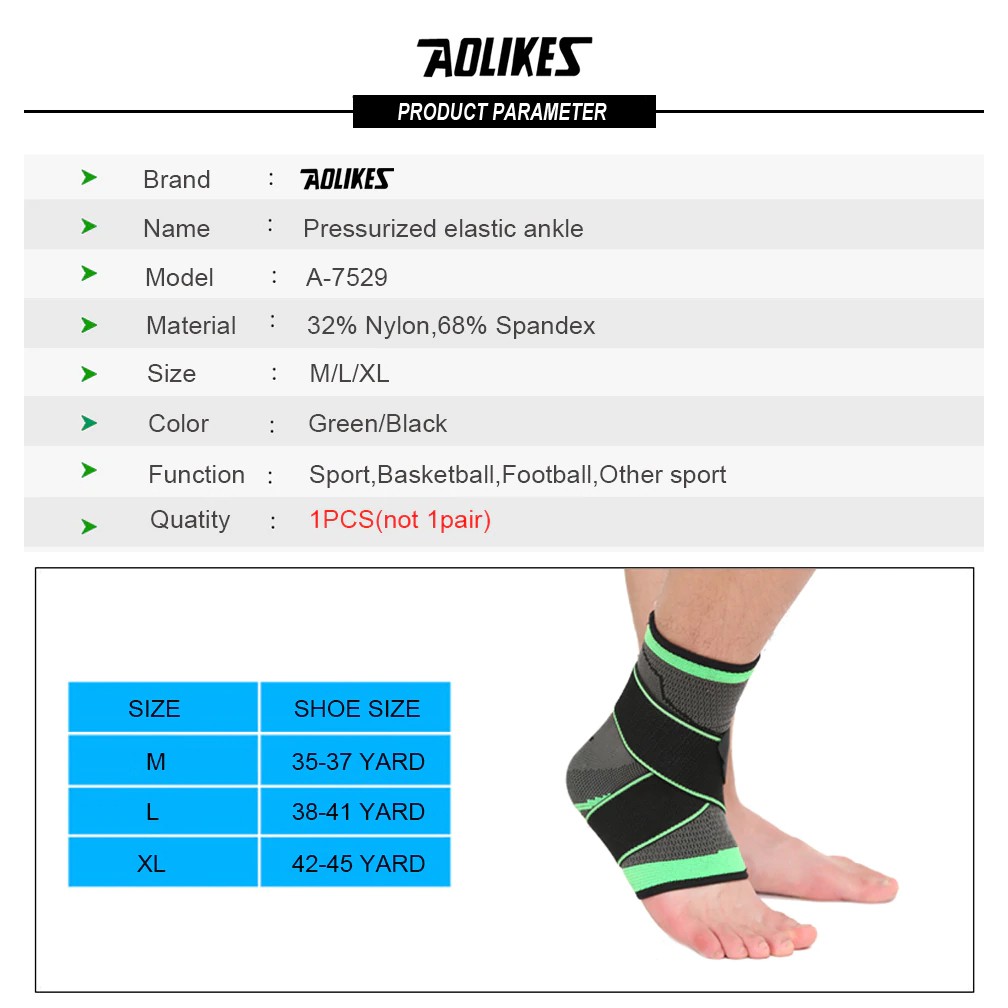 Băng thun bảo vệ mắt cá chân AOLIKES A-7529 dệt 3d cao cấp pressurized elastic ankle