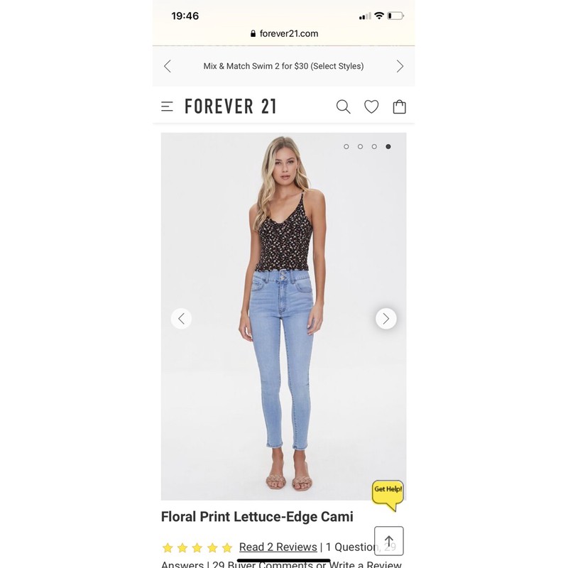 [Mã FASHIONT4WA2 giảm 10K đơn 50K] Áo dây cuốn biên Ribbed Lettuce Edge Cami F21 VNXK | BigBuy360 - bigbuy360.vn