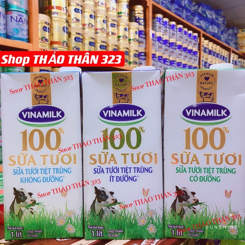 Sữa Tươi 100% Vinamilk Tiệt Trùng 1Lít Có Đường / Không Đường/ Ít Đường