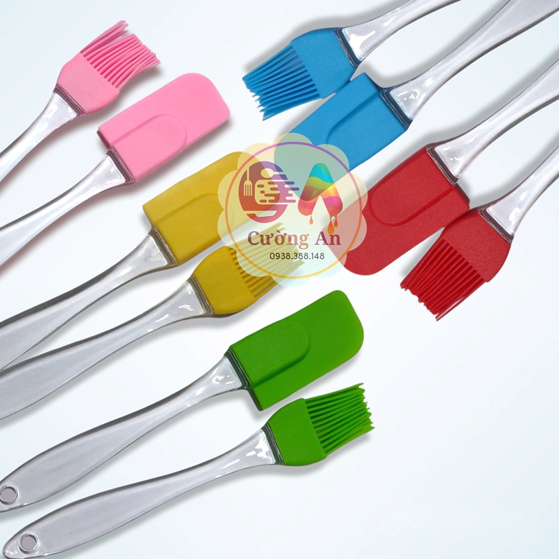 Combo phới trộn bột silicon + cọ silicon cán trong