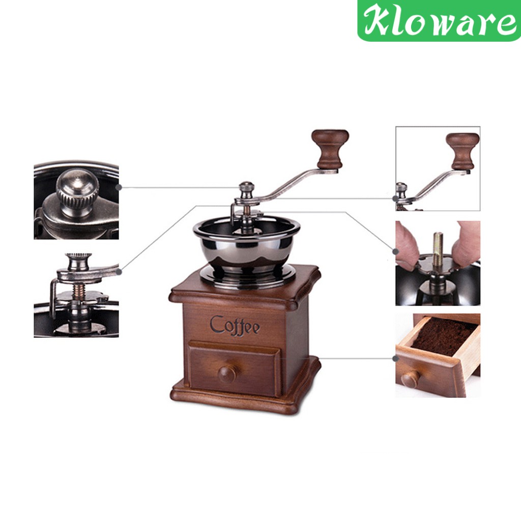 [KLOWARE] Manual Coffee Bean Spice Nuts Grinder Hand Mill Ceramic Core Antique Style