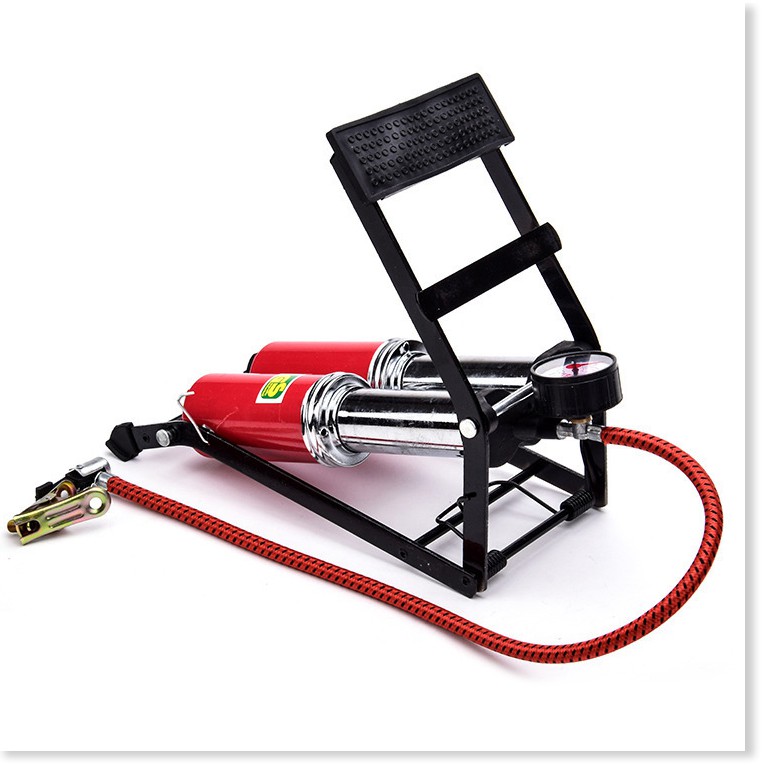 Bơm Chân Đạp Đôi 2 Pitton Đa Năng Tiện Lợi cho ô tô xe máy 49x31x47cm