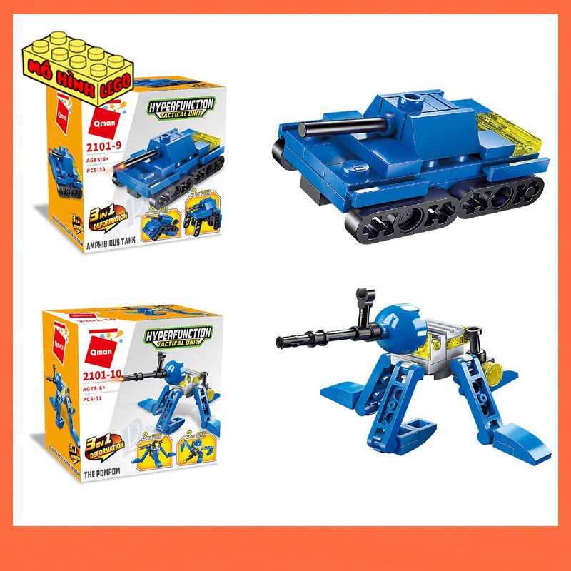 Đồ chơi xếp hình lego giá rẻ 3 trong 1 Qman 2101 mô hình xe, máy bay, khủng long sáng tạo cho bé