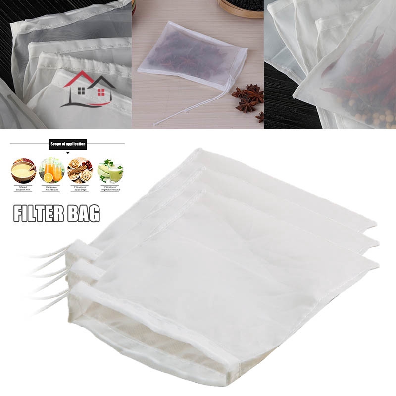 HYP 5pcs Reusable Fine Mesh Nylon Nut Milk Cheese Cloth Bag Cold Brew Coffee Filter Kitchen @VN