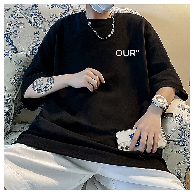 Áo Thun Tay Ngắn Dáng Rộng In Chữ Cỡ Lớn Thoải Mái Thời Trang Mùa Hè Cho Nam