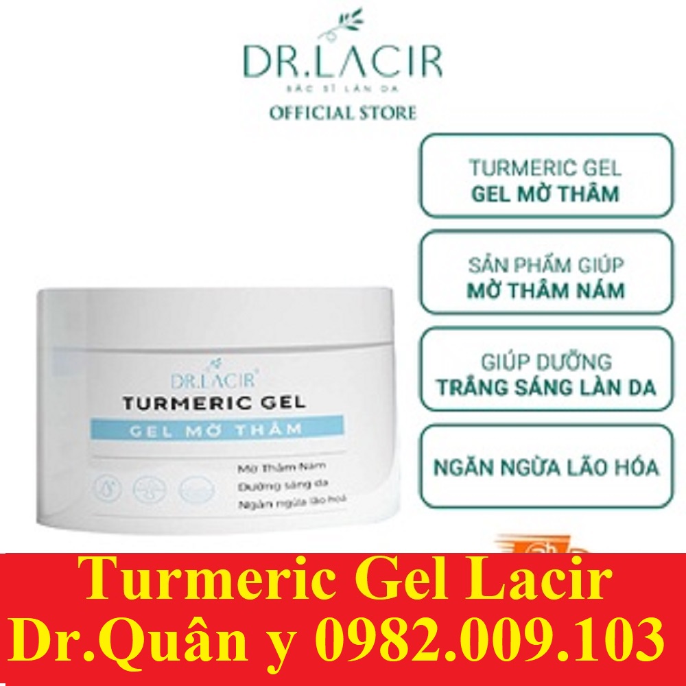 Gel Giảm Thâm Turmeric Gel Drlacir ,Hộp 50g,Giúp ngừa tăng sắc tố,giảm thâm do mụn,côn trùng cắn Dr Lacir mẫu mới