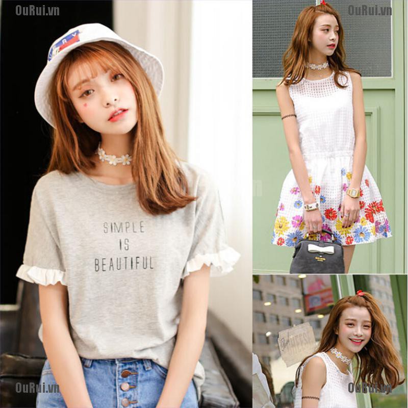 Vòng Cổ Choker Họa Tiết Hoa Cúc Vàng Trắng Xinh Xắn Cho Nữ