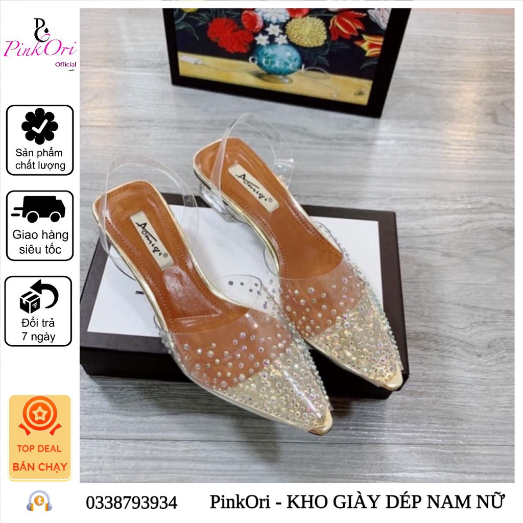 Mã E98 - (Ảnh Thật) guốc nữ quai trong đính đá mẫu mới về - PinkOri