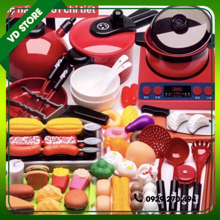 Bộ Đồ Chơi Nấu Ăn 61 Chi Tiết Nhựa ABS Cao Cấp Siêu Đáng Yêu - Mô Phỏng Đồ Dùng Nhà Bếp