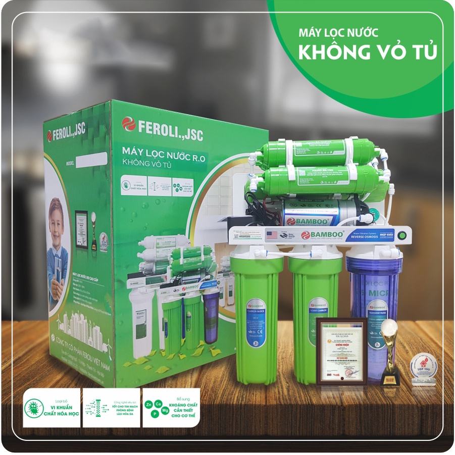 Máy lọc nước RO Bamboo không vỏ 8,9 cấp lọc