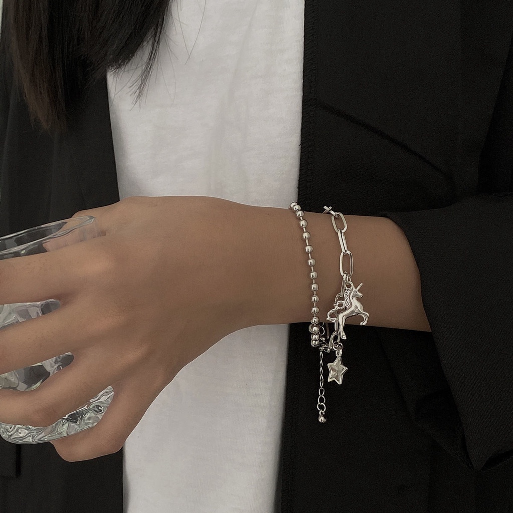 Dây Chuyền Hai Mặt Hình Ngôi Sao Phong Cách Hip Hop Thời Trang Cá Tính Cho Nữ