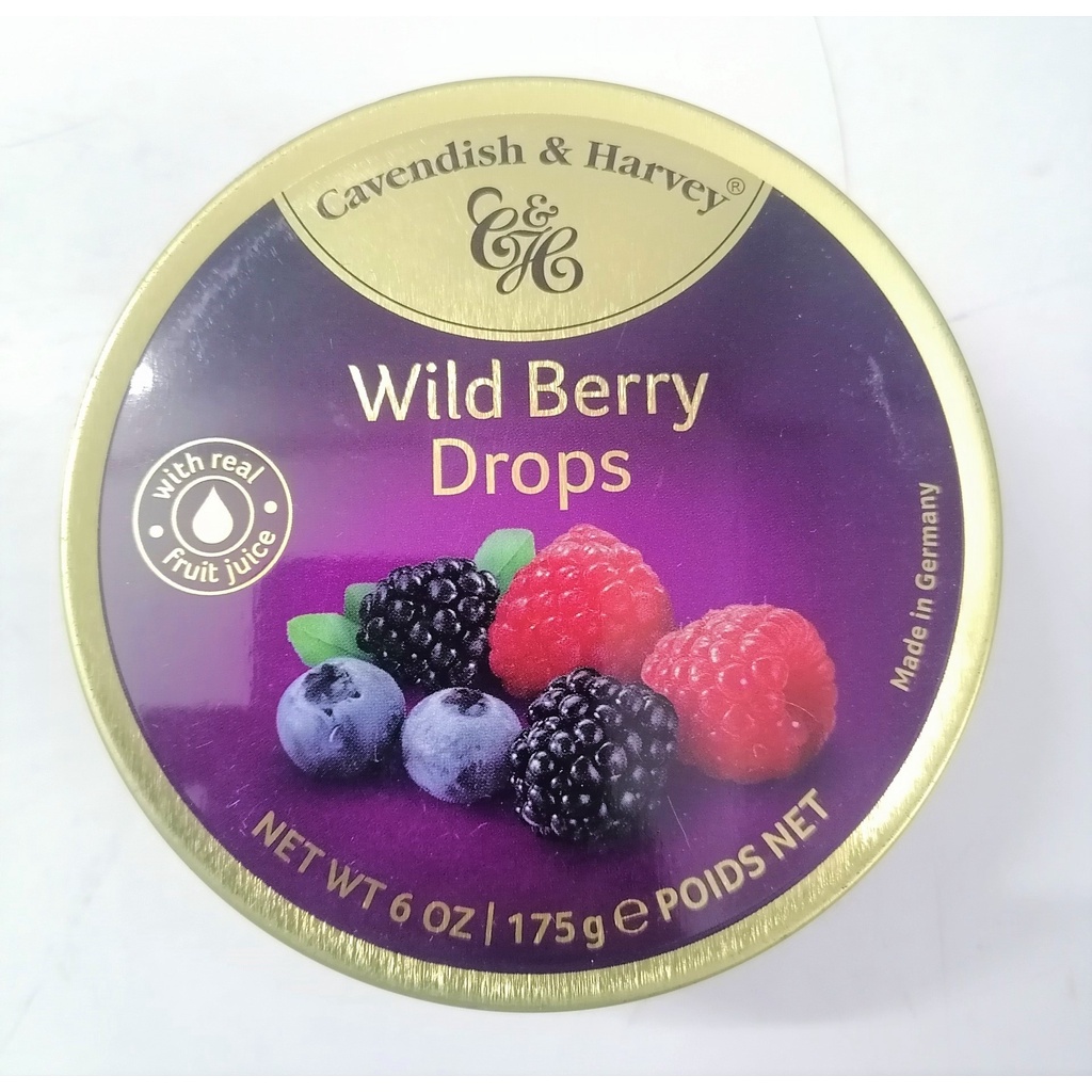 [Hộp 175g – WILD BERRY] KẸO CỨNG HƯƠNG DÂU RỪNG [Germany] CAVENDISH &amp; HARVEY Drops Candy