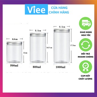 Combo 5 hủ nhựa nắp nhôm cao cấp 500ml, 800ml, 1000ml