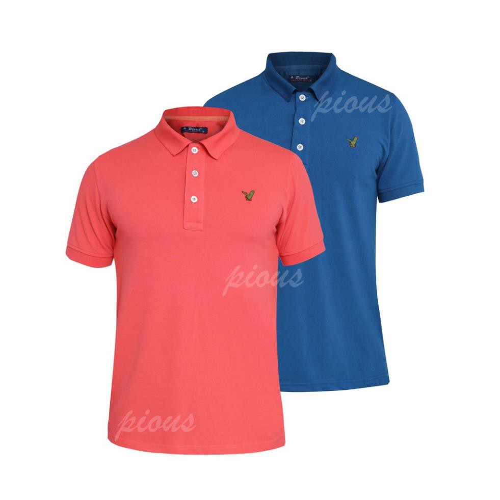 Bộ 2 áo thun nam cá sấu cotton cao cấp trơn ngắn tay model fashion PSCB023 (CAROT, XANH CỔ VỊT) hàng vnxk