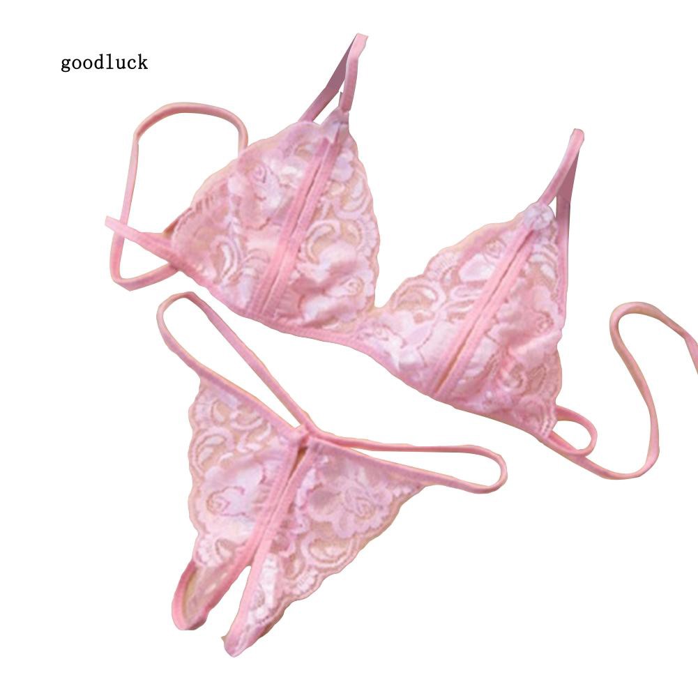 Set áo ngực quần lót lọt khe trang trí ren phong cách gợi cảm | BigBuy360 - bigbuy360.vn