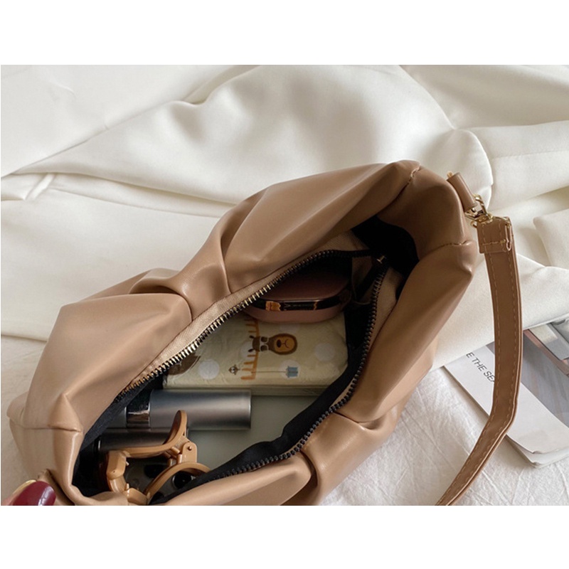 Túi đeo chéo ELGY màu trơn có dây xích thiết kế đơn giản phong cách retro hợp thời trang cho nữ