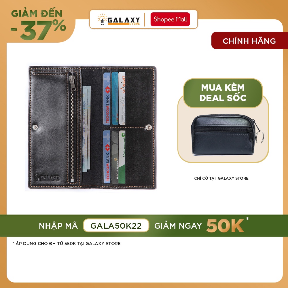 Ví Bóp Dài Da Bò Nam Nữ Cầm Tay Clutch Để Nhiều Thẻ Galaxy Store GVD01  - Hàng Chính Hãng