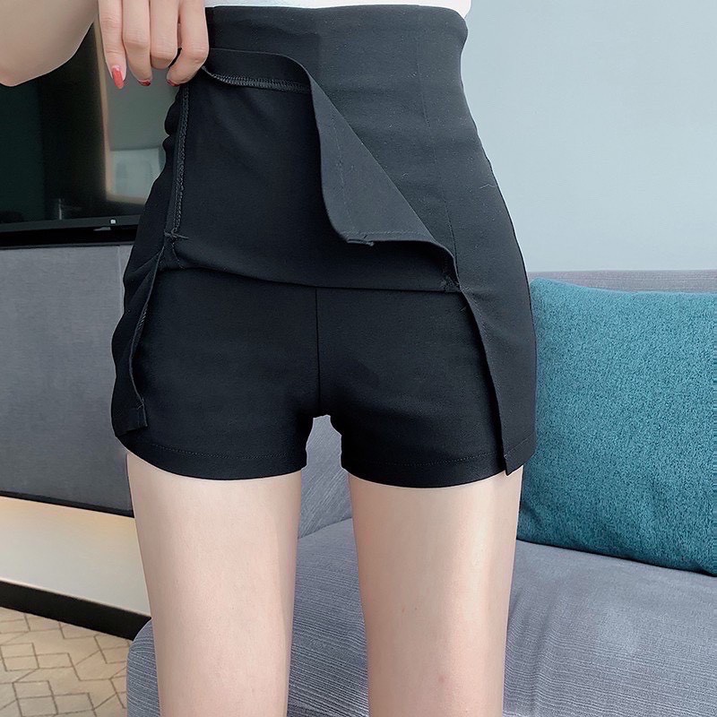 Quần short nữ giả váy xẻ vạt hai bên cạp cao tôn dáng