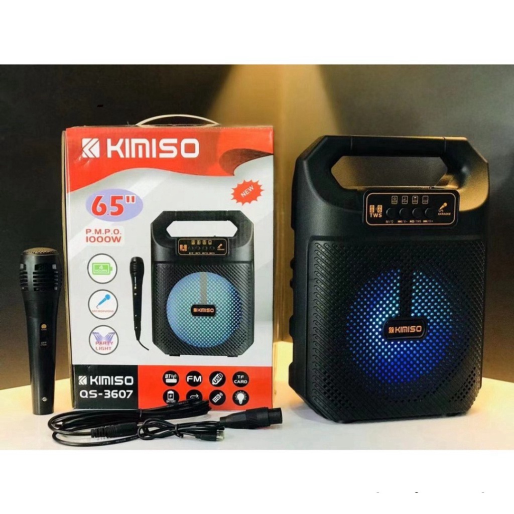Loa Bluetooth Superbass Kimiso QS 3607 - Tặng Kèm Micro Hát Karaoke - Bảo Hành lôi 1 đổi 1