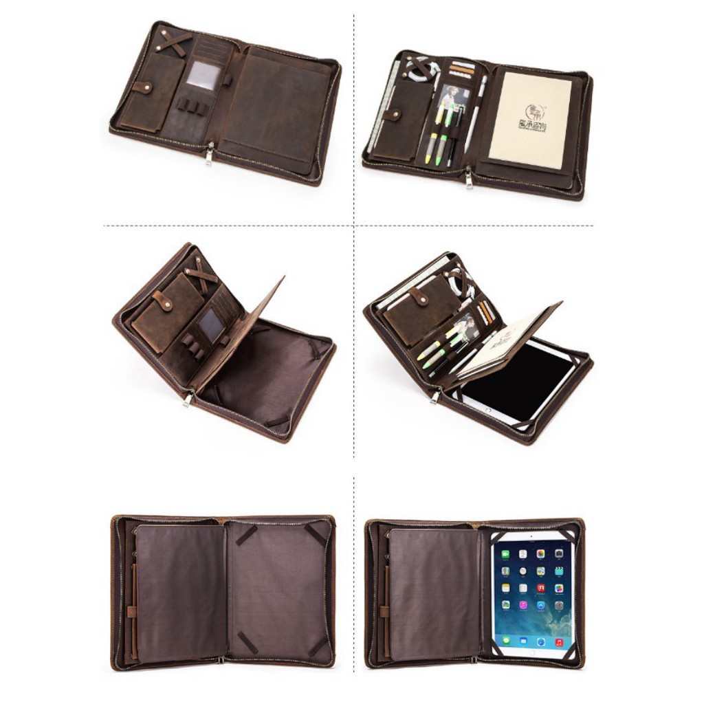 Cặp Đựng Tài Liệu, IPAD Da Bò Sáp Handmade Vintage Leather Padfolio - Cao cấp