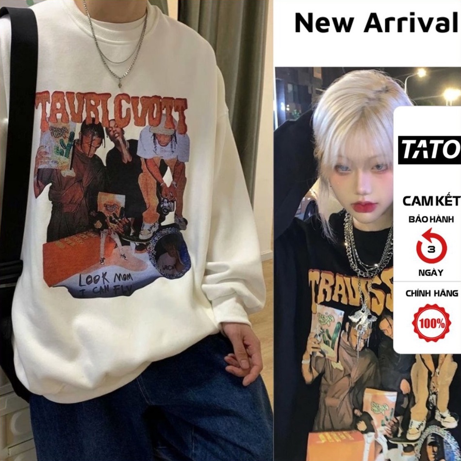 Áo Sweater TATO Travis Scott Vải Nỉ Da Cá Cao Cấp