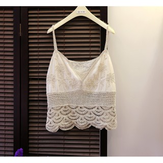 Áo sát nách phối ren phong cách Bohemian