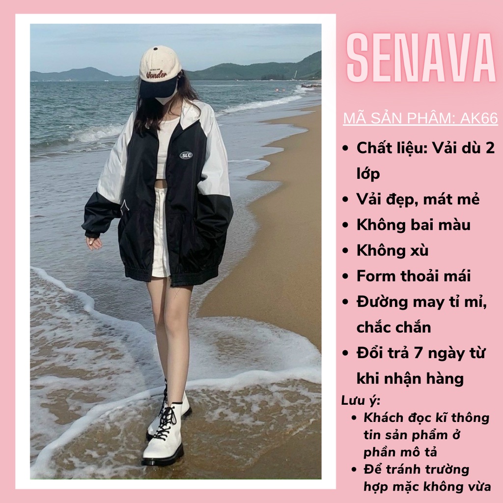 Áo khoác dù nữ SLC Jacket, Áo khoác gió bomber Unisex chống nắng 2 lớp SENAVA AK66
