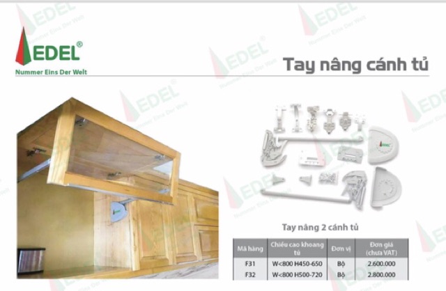 TAY NÂNG 2 CÁNH TỦ EDEL - HÀNG CAO CẤP