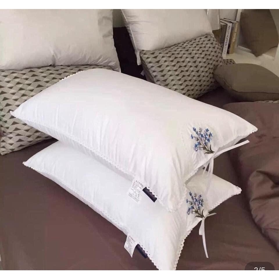 Gối đầu giường lông vũ nhân tạo thơm hương lavender bông gòn êm mềm hàng VN chất lượng cao MiibooShi D1.106.1