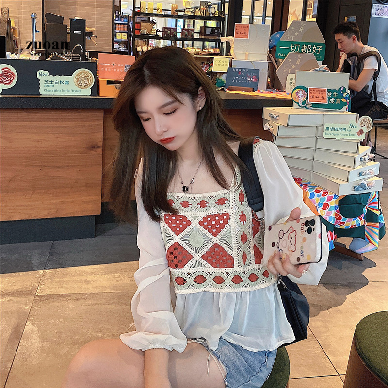 SUXI Áo kiểu tay dài thời trang xinh xắn dành cho nữ