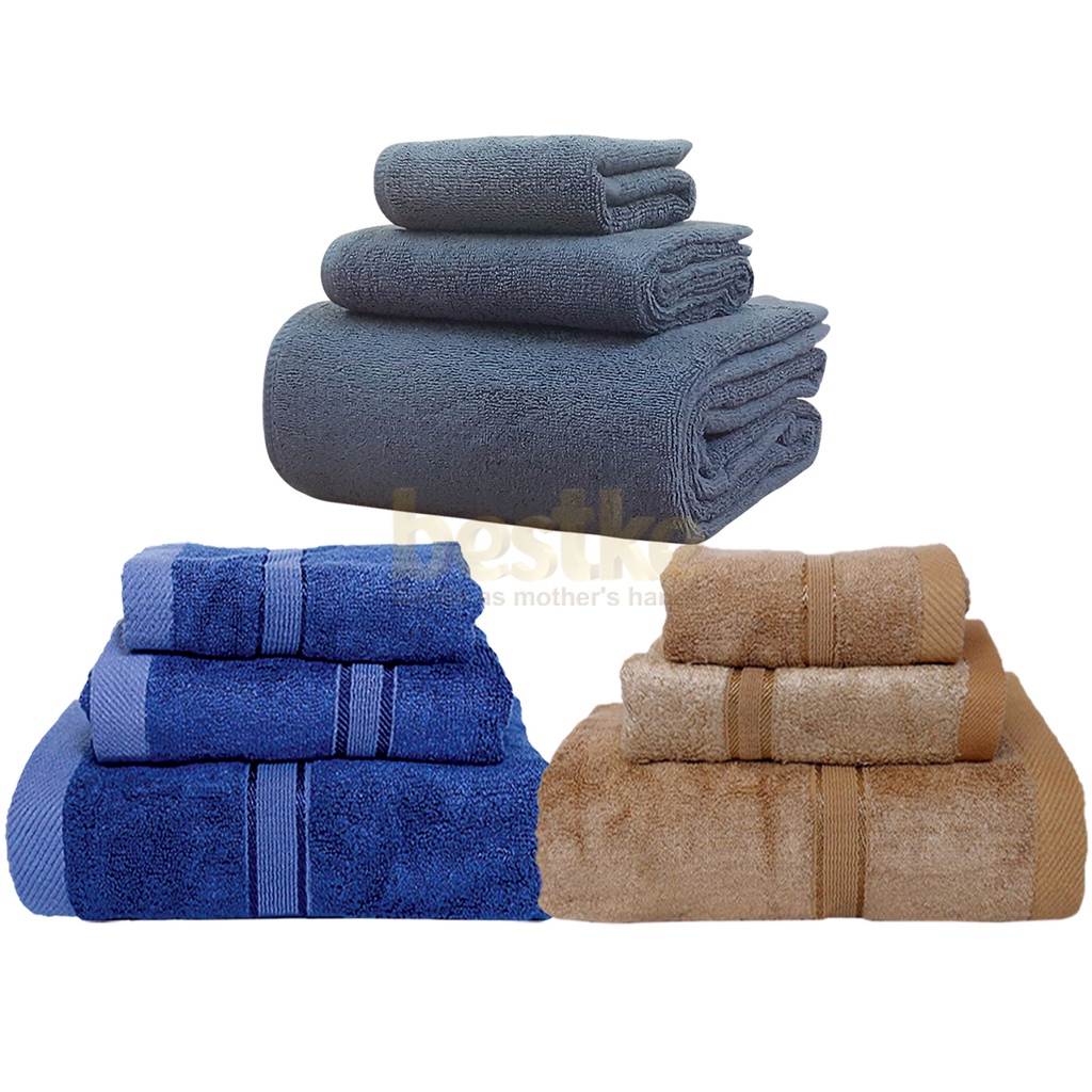 Combo 3 bộ khăn bestke gồm: 2 bộ 6 khăn sợi tre và 1 bộ 3 khăn Cotton tự nhiên màu blue, dark blue, cafe brown