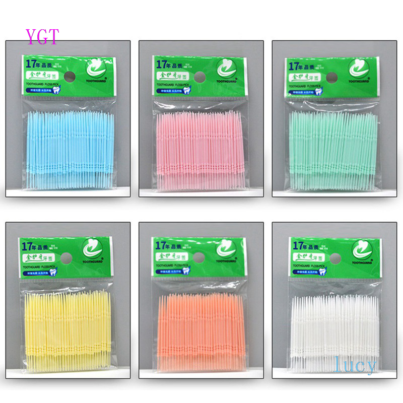 Set 100 tăm xỉa răng thiết kế 2 đầu chăm sóc răng miệng