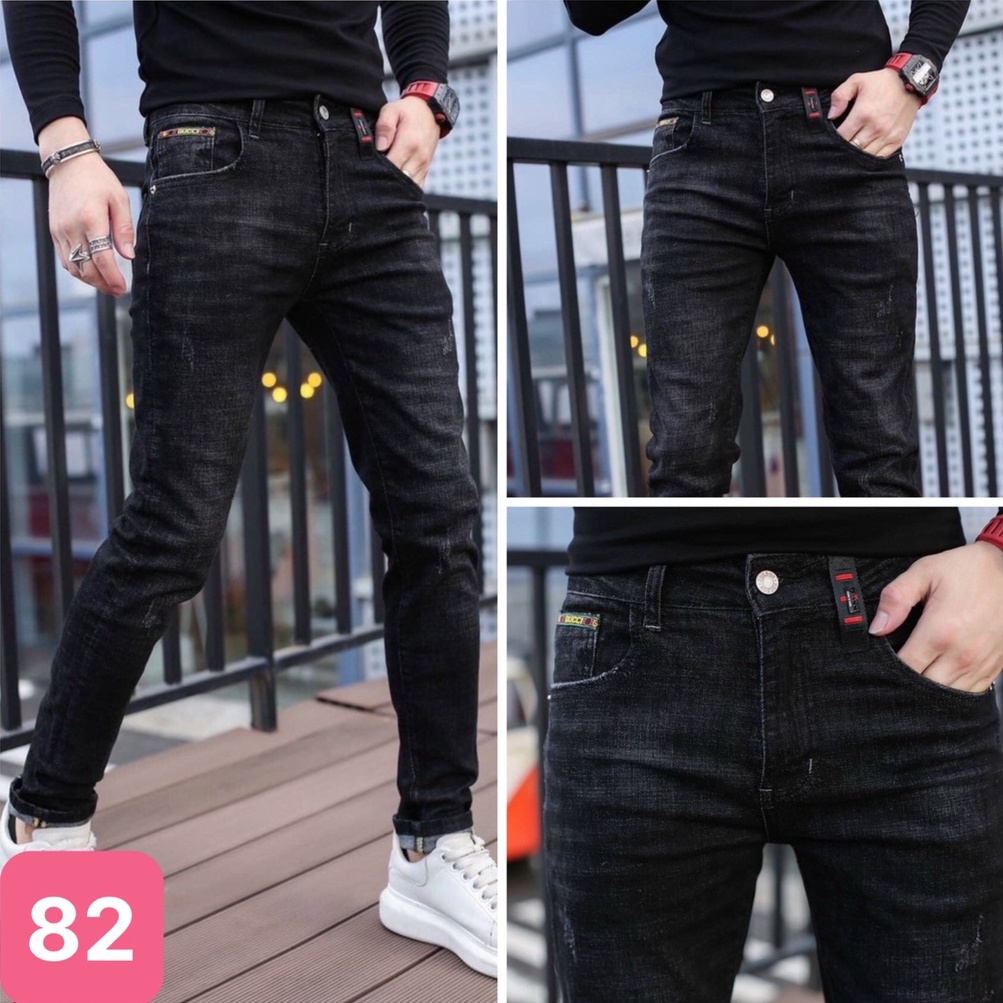 Quần jean nam đen rách gối chất bò cao cấp co dãn 4 chiều cực đẹp, quần rin nam 5192HD Có Nhiều Mẫu Mới