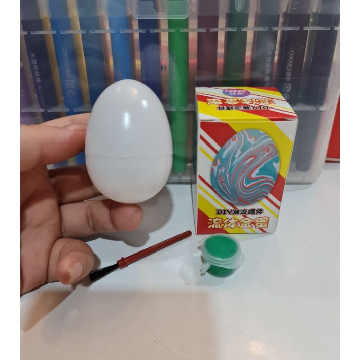 Trò chơi tô màu và trang trí trứng nhựa, tặng 1 hũ màu và 1 cọ nhỏ kèm trứng