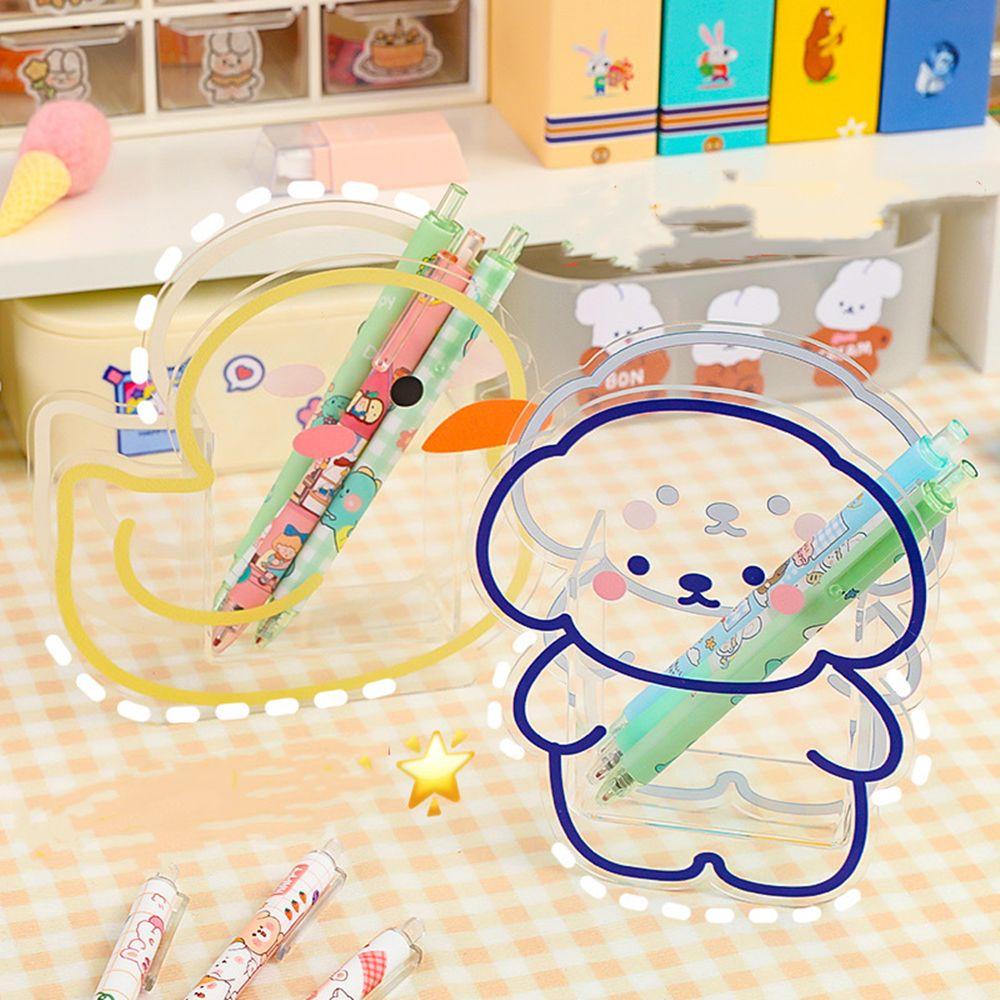 PISTA Giá Đỡ Bút Bằng Acrylic Hình Chú Gấu Dễ Thương Dùng Trang Trí Bàn Làm Việc