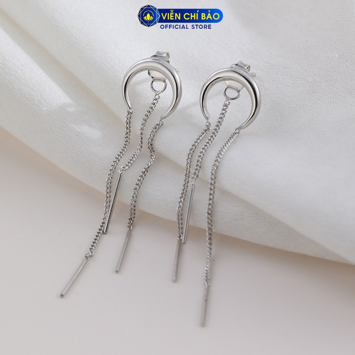 Bông tai bạc nữ họa tiết Mặt trăng chất liệu bạc 925 thời trang phụ kiện trang sức nữ Viễn Chí Bảo B000272