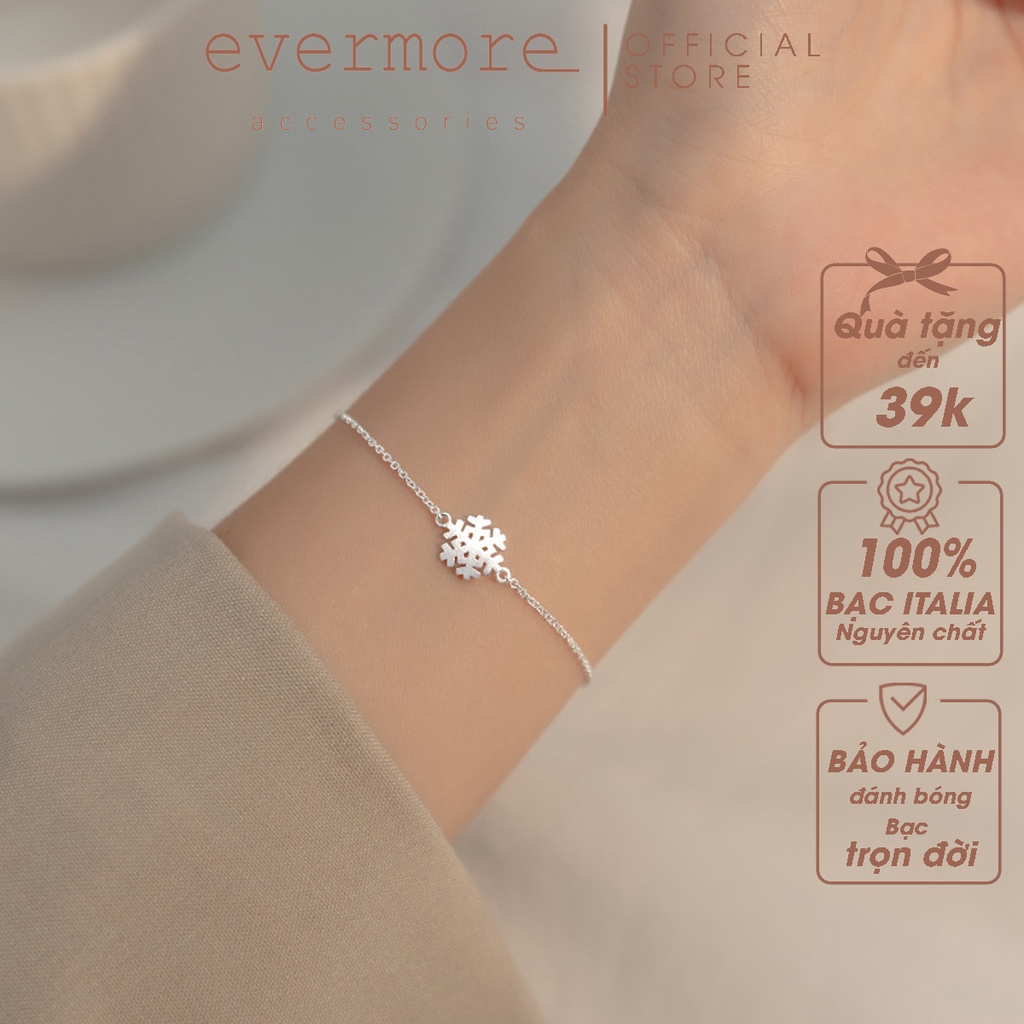 Vòng tay bạc EVERMORE, lắc tay hoa tuyết bạc Ý 925 nguyên chất, thanh lịch, minimalism - L006