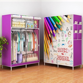 Tủ Vải đựng Quần Áo Vải Khung Thép 2 Buồng Tủ Vải 3D Loại 1