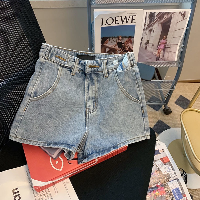 Quần Short Denim Lưng Cao Dáng Suông In Họa Tiết Trái Tim Phong Cách Cổ Điển Mẫu Mới Thời Trang Mùa Hè Cho Nữ