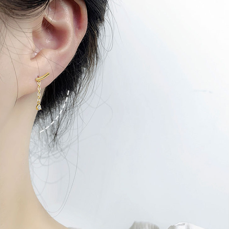 Bông Tai Korean Waterdrop Stud Earrings Women Fashion Crystal Dangle Drop Earring Gift Jewelry